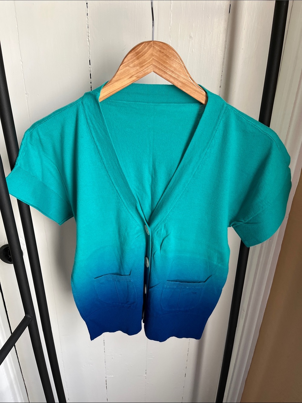 Tommy Hilfiger Teal to Blue Ombre V-Neck Cardigan